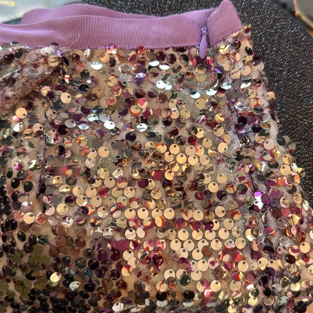 NWT J. Crew Skirt MINI faux wrap skirt silver purple‎ sequins side zipper Tag:6